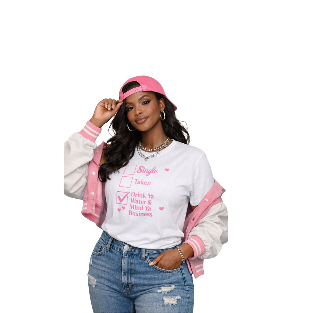 Checklist “Drink Ya Water & Mind Ya Business” Graphic Tee.