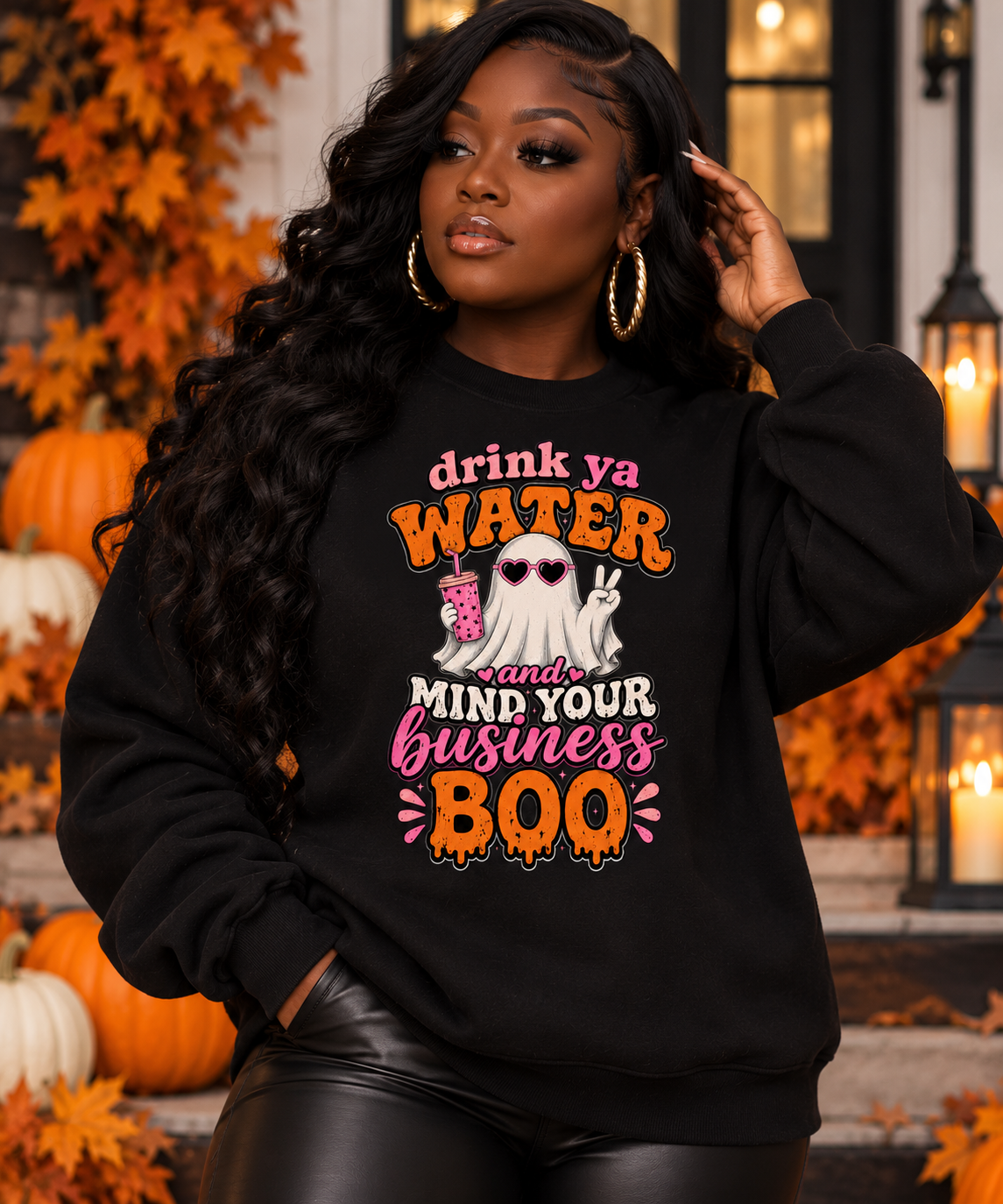 Drink Ya Water BOO Sweatshirt Pink