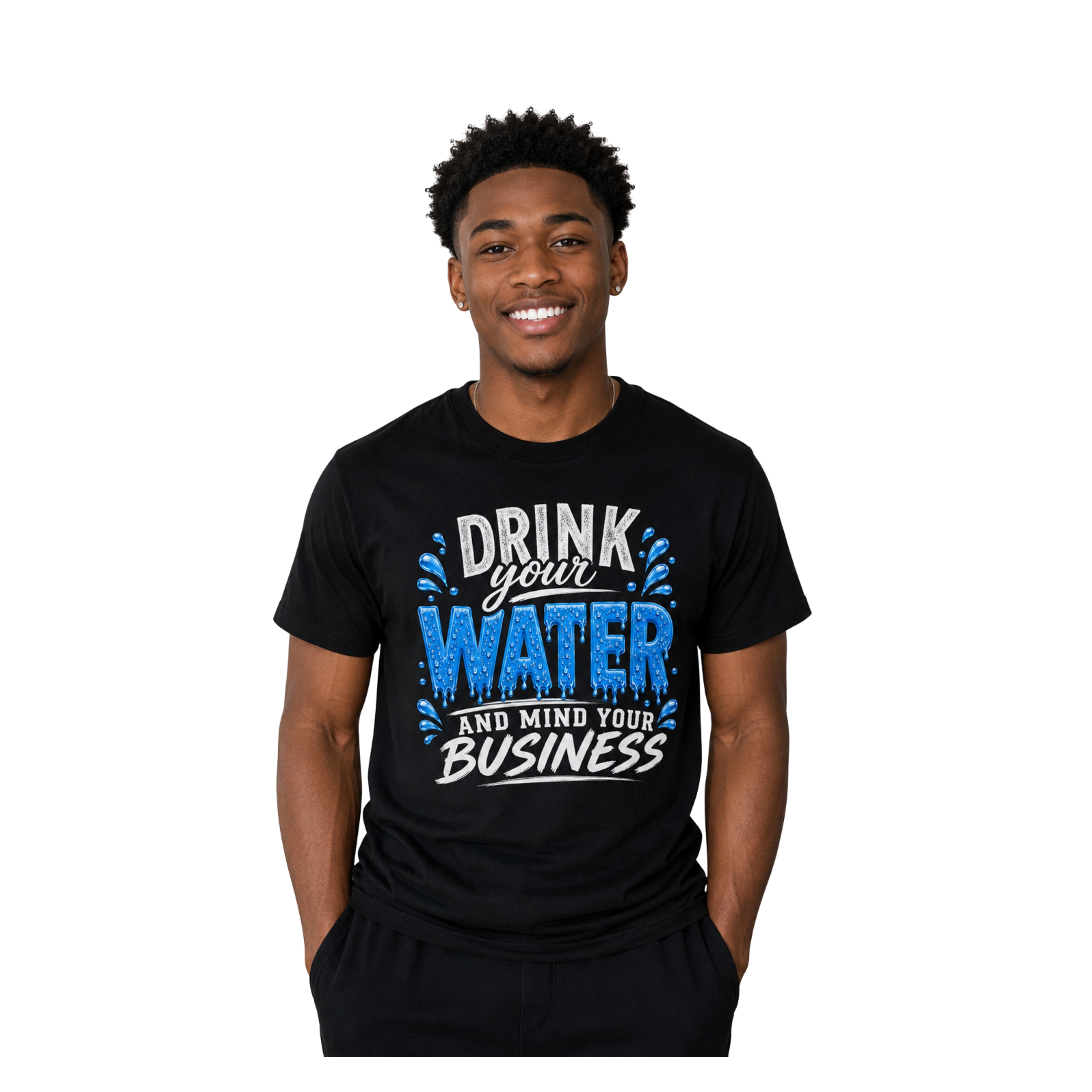 Blue -Drink Ya Water & Mind Ya Business Tee