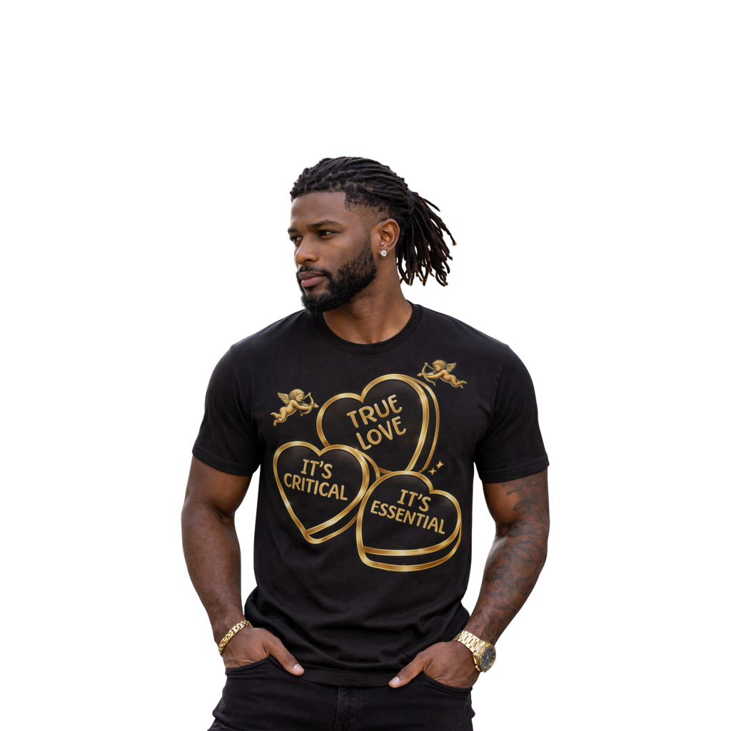 Gold Candy Hearts Tee It's Critical / It's Essential" Valentine's Shirt