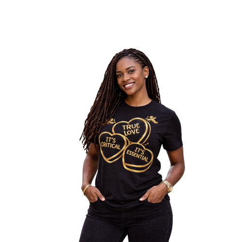 Gold Candy Hearts Tee It's Critical / It's Essential" Valentine's Shirt